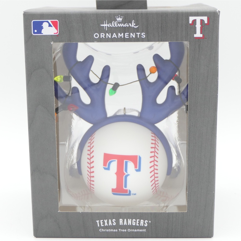 Hallmark MLB Texas Rangers Baseball w/ Antlers Christmas Tree Ornament 2025